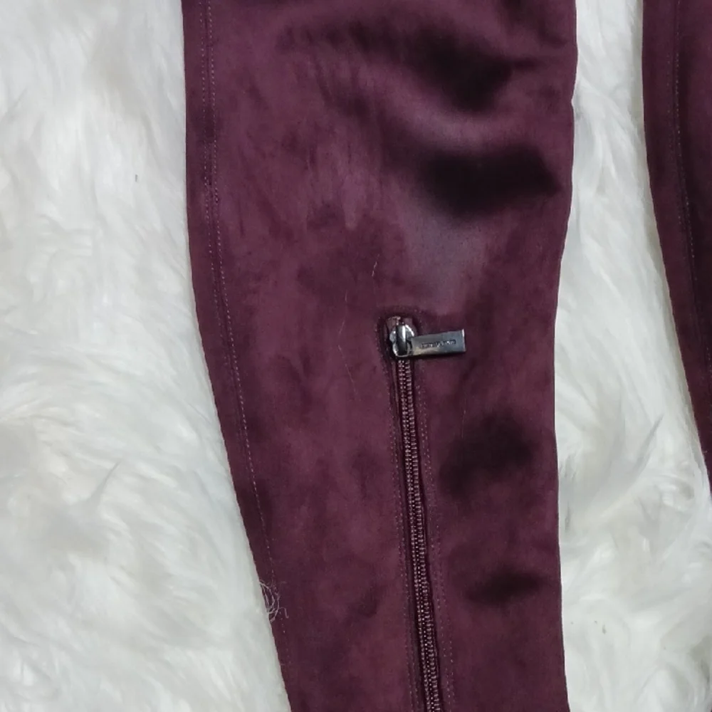 NWT Michael Kors Purple Over Knee High Heel Boots, Suede, Metalic Heels